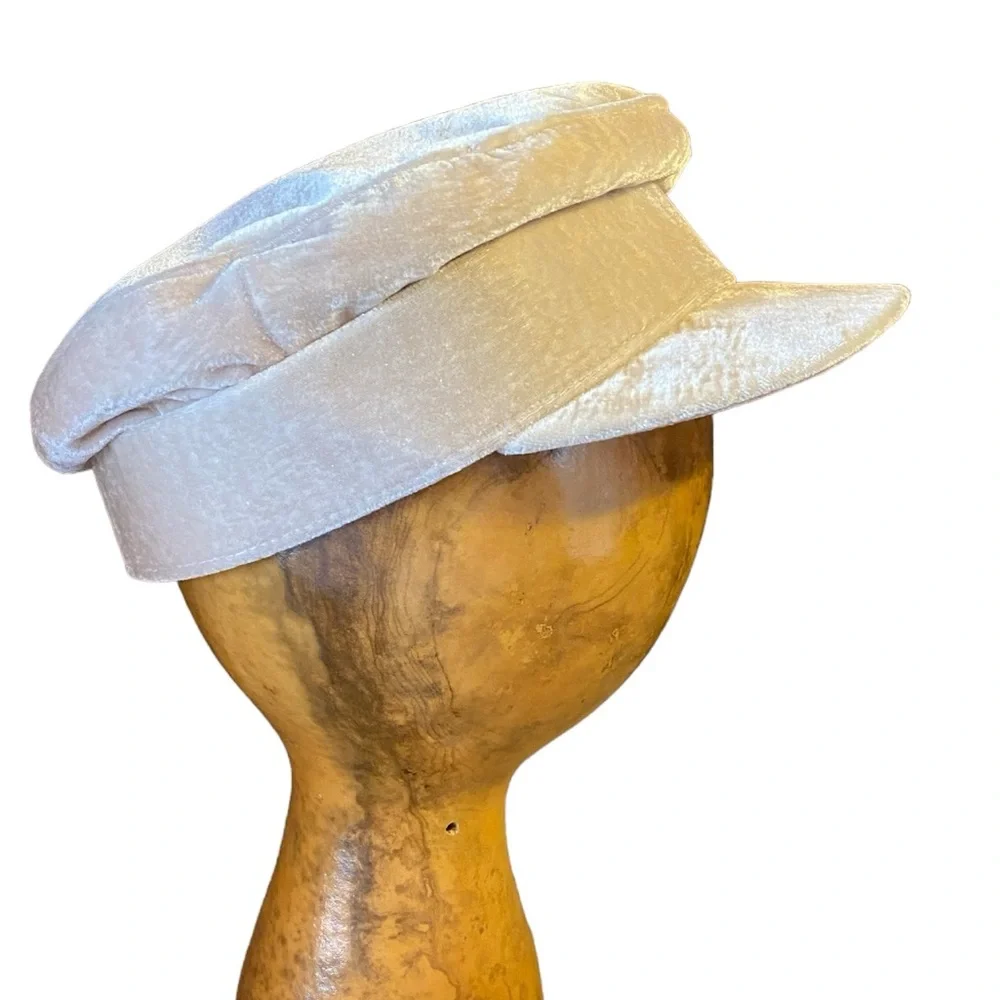 Nice Tan Sailor Hat Black Lining Draw String Great Condition